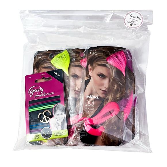 Huge Accessory Lot 7+ Hot Streaks Clip-In Faux Hair Beads Tattoos Feather Ties - Picture 2 of 4